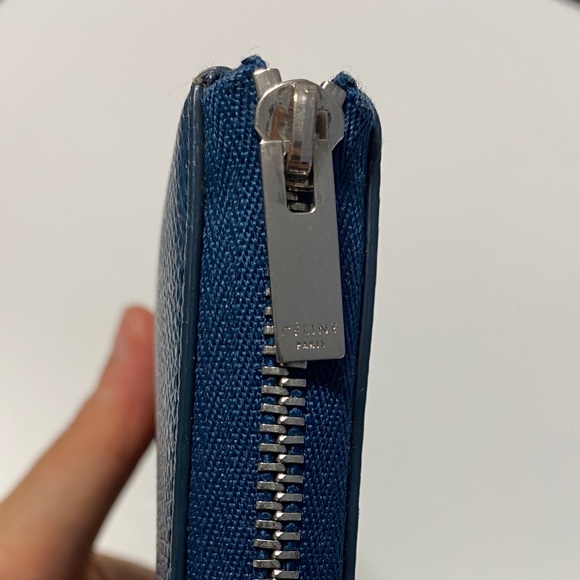 Authentic Celine blue half Zipped Wallet Preloved - Picture 9 of 14
